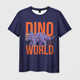 Мужская футболка 3D с принтом Dino World , 100% полиэфир | прямой крой, круглый вырез горловины, длина до линии бедер | dinosaur | dinosaur era | pangolin | predator | pterodactyl | reptile | reptiloid | the dragon | the serpent | tyrannosaurus | динозавр | дракон | ледниковый период | птеродактиль | тираннозавр | хищник | эра динозавров | ю