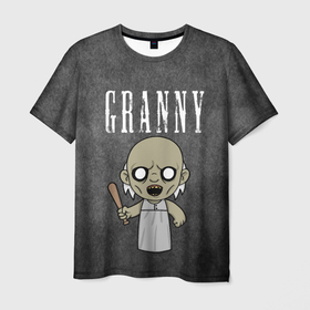 Мужская футболка 3D с принтом Бабуля. в Курске, 100% полиэфир | прямой крой, круглый вырез горловины, длина до линии бедер | granny | бабушка | игра | надпись | название | текстура | хоррор