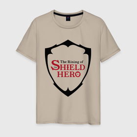 Мужская футболка хлопок с принтом The Rising of the Shield Hero Logo в Кировске, 100% хлопок | прямой крой, круглый вырез горловины, длина до линии бедер, слегка спущенное плечо. | anime | filo | iwatani | naofumi | naofumi iwatani | raphtalia | shield hero | the rising | the rising of the shield hero | аниме | восхождение героя щита | герои | грасс | иватани | наофуми | наофуми иватани | рафталия | садина | фиро