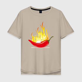 Мужская футболка хлопок Oversize с принтом Перец в огне , 100% хлопок | свободный крой, круглый ворот, “спинка” длиннее передней части | еда | иллюстрация | огонь | перец | рисунок