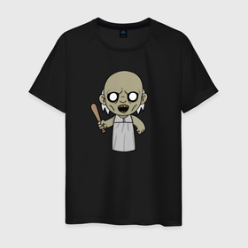 Мужская футболка хлопок с принтом Бабулька в Тюмени, 100% хлопок | прямой крой, круглый вырез горловины, длина до линии бедер, слегка спущенное плечо. | granny | бабуля | бита | игра | персонаж | хоррор