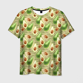 Мужская футболка 3D с принтом Авокадо Паттерн 3D , 100% полиэфир | прямой крой, круглый вырез горловины, длина до линии бедер | avocado | vegan | авокадо | веган | кето диета | паттерн