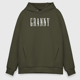 Мужское худи Oversize хлопок с принтом Logo Granny , френч-терри — 70% хлопок, 30% полиэстер. Мягкий теплый начес внутри —100% хлопок | боковые карманы, эластичные манжеты и нижняя кромка, капюшон на магнитной кнопке | granny | бабка | игра | лого | надпись | хоррор