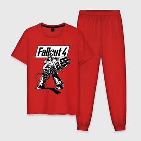 Мужская пижама хлопок с принтом Fallout 4   Hero в Курске, 100% хлопок | брюки и футболка прямого кроя, без карманов, на брюках мягкая резинка на поясе и по низу штанин
 | fallout | hero | monster | video game | weapons | видеоигра | герой | монстр | оружие