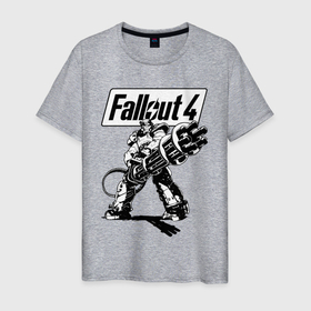 Мужская футболка хлопок с принтом Fallout 4   Hero в Петрозаводске, 100% хлопок | прямой крой, круглый вырез горловины, длина до линии бедер, слегка спущенное плечо. | fallout | hero | monster | video game | weapons | видеоигра | герой | монстр | оружие