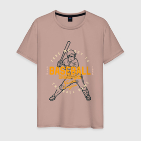 Мужская футболка хлопок с принтом Американский  бейсбол в Белгороде, 100% хлопок | прямой крой, круглый вырез горловины, длина до линии бедер, слегка спущенное плечо. | baseball | американский | американский  бейсбол | бейсбол | спорт | фанат
