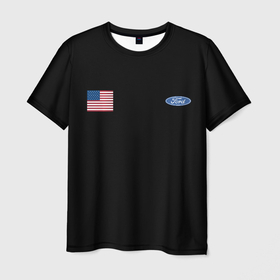 Мужская футболка 3D с принтом USA | FORD в Екатеринбурге, 100% полиэфир | прямой крой, круглый вырез горловины, длина до линии бедер | auto sport | autosport | ford | авто | авто спорт | автомобиль | автоспорт | ам | америка | американец | американка | машина | фокус | форд