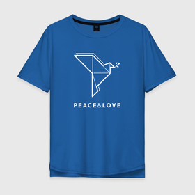 Мужская футболка хлопок Oversize с принтом Мирный голубь, оригами , 100% хлопок | свободный крой, круглый ворот, “спинка” длиннее передней части | Тематика изображения на принте: peace and love | голубь | мир | мир и любовь | мирный голубь | оригами | птица