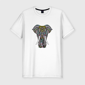 Мужская футболка хлопок Slim с принтом Indian elephant в Белгороде, 92% хлопок, 8% лайкра | приталенный силуэт, круглый вырез ворота, длина до линии бедра, короткий рукав | elephant | indian | mandala | yoga | инди | индийский | орнамент | слон