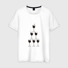 Мужская футболка хлопок с принтом Кому коктейль в Белгороде, 100% хлопок | прямой крой, круглый вырез горловины, длина до линии бедер, слегка спущенное плечо. | бар | бокал | вечеринка | для бармена | для друга | коктейль | праздник | студентам