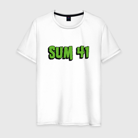 Мужская футболка хлопок с принтом SUM41 LOGO в Санкт-Петербурге, 100% хлопок | прямой крой, круглый вырез горловины, длина до линии бедер, слегка спущенное плечо. | rock | sum 41 | sum forty one | sum41 | музыка | панк | панк рок | рок | сам 41