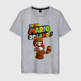 Мужская футболка хлопок с принтом Super Mario 3D Land   Hero в Белгороде, 100% хлопок | прямой крой, круглый вырез горловины, длина до линии бедер, слегка спущенное плечо. | ears | eyes | mario | moustache | tail | video game | видеоигра | глаза | марио | усы | уши | хвост
