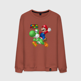 Мужской свитшот хлопок с принтом Mario and Yoshi   Super Mario , 100% хлопок |  | friends | moustache | super mario | video game | yoshi | видеоигра | друзья | йоши | марио | усы