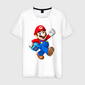 Мужская футболка хлопок с принтом Super Mario   Hero в Белгороде, 100% хлопок | прямой крой, круглый вырез горловины, длина до линии бедер, слегка спущенное плечо. | dude | eyes | hero | moustache | super marion | video game | видеоигра | глаза | супер марио | усы | чувак