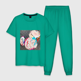 Мужская пижама хлопок с принтом Mood TM в Белгороде, 100% хлопок | брюки и футболка прямого кроя, без карманов, на брюках мягкая резинка на поясе и по низу штанин
 | Тематика изображения на принте: art | artist | colors | flowers | japanart | takashi | искусство | картины | художник | цветы