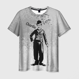 Мужская футболка 3D с принтом Чарли Чаплин в Петрозаводске, 100% полиэфир | прямой крой, круглый вырез горловины, длина до линии бедер | Тематика изображения на принте: арт | графика | комик | люди | чарли чаплин | юмор