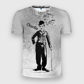 Мужская футболка 3D Slim с принтом Чарли Чаплин в Новосибирске, 100% полиэстер с улучшенными характеристиками | приталенный силуэт, круглая горловина, широкие плечи, сужается к линии бедра | арт | графика | комик | люди | чарли чаплин | юмор