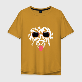 Мужская футболка хлопок Oversize с принтом Далматин в очках в Новосибирске, 100% хлопок | свободный крой, круглый ворот, “спинка” длиннее передней части | dog | далматин | далматинец | маленькая собачка | пес | песель | песик | собака | собачка | щенок