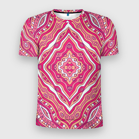 Мужская футболка 3D Slim с принтом Абстракция. Узор розового цвета в Новосибирске, 100% полиэстер с улучшенными характеристиками | приталенный силуэт, круглая горловина, широкие плечи, сужается к линии бедра | абстракция | бордовый | волнистый | волны | геометрический узор | геометрия | девочкам | девочке | для девушек | для жены | для мамы | для подруги | для сестры | для студентки | для школьницы | жене
