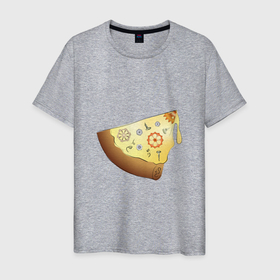 Мужская футболка хлопок с принтом Пицца в стиле стимпанк в Тюмени, 100% хлопок | прямой крой, круглый вырез горловины, длина до линии бедер, слегка спущенное плечо. | болты | гайки | пицца | стимпанк | шестернки