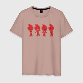 Мужская футболка хлопок с принтом Капли в Тюмени, 100% хлопок | прямой крой, круглый вырез горловины, длина до линии бедер, слегка спущенное плечо. | благотворительность | донор | капли | кровь | медицина | персонажи