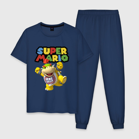 Мужская пижама хлопок с принтом Bowser Junior   Super Mario в Белгороде, 100% хлопок | брюки и футболка прямого кроя, без карманов, на брюках мягкая резинка на поясе и по низу штанин
 | bowser junior | eyes | hero | jaw | smile | super mario | боузер | герой | глаза | пасть | персонаж | юниор
