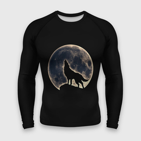 Мужской рашгард 3D с принтом Силуэт волка под луной в Новосибирске,  |  | beast | full | full moon | glow | light | lunar | moon | night | rock | silhouette | sunset | under | werewolf | wolf | бист | волк | волка | закат | зверь | луна | лунное | лунный | луной | ночь | оборотень | под | полнолуние | сансет | свет | свечение |