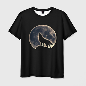 Мужская футболка 3D с принтом Силуэт волка под луной , 100% полиэфир | прямой крой, круглый вырез горловины, длина до линии бедер | Тематика изображения на принте: beast | full | full moon | glow | light | lunar | moon | night | rock | silhouette | sunset | under | werewolf | wolf | бист | волк | волка | закат | зверь | луна | лунное | лунный | луной | ночь | оборотень | под | полнолуние | сансет | свет | свечение |