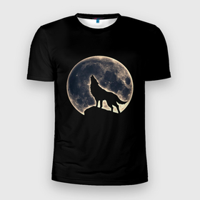 Мужская футболка 3D Slim с принтом Силуэт волка под луной в Белгороде, 100% полиэстер с улучшенными характеристиками | приталенный силуэт, круглая горловина, широкие плечи, сужается к линии бедра | beast | full | full moon | glow | light | lunar | moon | night | rock | silhouette | sunset | under | werewolf | wolf | бист | волк | волка | закат | зверь | луна | лунное | лунный | луной | ночь | оборотень | под | полнолуние | сансет | свет | свечение |