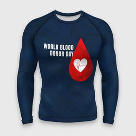 Мужской рашгард 3D с принтом Ритм крови в Белгороде,  |  | Тематика изображения на принте: благотворительность | донорм | кровь | медицина | надпись | ритм