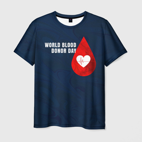 Мужская футболка 3D с принтом Ритм крови в Петрозаводске, 100% полиэфир | прямой крой, круглый вырез горловины, длина до линии бедер | Тематика изображения на принте: благотворительность | донорм | кровь | медицина | надпись | ритм