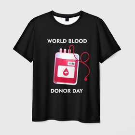 Мужская футболка 3D с принтом Капельница в Екатеринбурге, 100% полиэфир | прямой крой, круглый вырез горловины, длина до линии бедер | благотворительность | донор | капельница | капля | крест | кровь | медицина | надпись