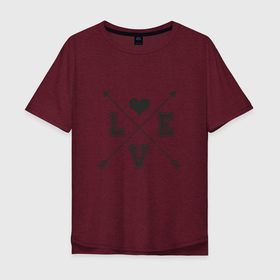 Мужская футболка хлопок Oversize с принтом Love Arrow в Кировске, 100% хлопок | свободный крой, круглый ворот, “спинка” длиннее передней части | heart | love | любимый | люблю | любовь | свадьба | сердечко | сердце
