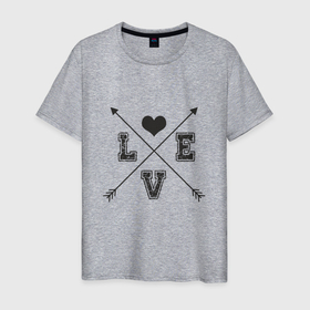 Мужская футболка хлопок с принтом Love Arrow в Белгороде, 100% хлопок | прямой крой, круглый вырез горловины, длина до линии бедер, слегка спущенное плечо. | heart | love | любимый | люблю | любовь | свадьба | сердечко | сердце