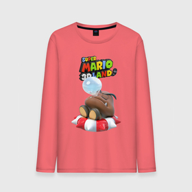 Мужской лонгслив хлопок с принтом Goomba   Super Mario 3D Land в Белгороде, 100% хлопок |  | Тематика изображения на принте: fangs | goomba | hero | mushroom | nintendo | super mario | video game | видеоигра | герой | гриб | гумба | клыки | персонаж | супер марио