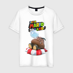 Мужская футболка хлопок с принтом Goomba   Super Mario 3D Land в Санкт-Петербурге, 100% хлопок | прямой крой, круглый вырез горловины, длина до линии бедер, слегка спущенное плечо. | fangs | goomba | hero | mushroom | nintendo | super mario | video game | видеоигра | герой | гриб | гумба | клыки | персонаж | супер марио