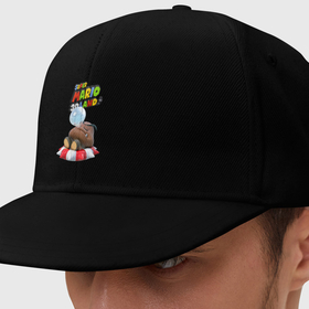 Кепка снепбек с прямым козырьком с принтом Goomba   Super Mario 3D Land , хлопок 100% |  | fangs | goomba | hero | mushroom | nintendo | super mario | video game | видеоигра | герой | гриб | гумба | клыки | персонаж | супер марио