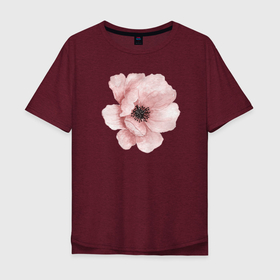 Мужская футболка хлопок Oversize с принтом Нежный мак в Тюмени, 100% хлопок | свободный крой, круглый ворот, “спинка” длиннее передней части | Тематика изображения на принте: акварель | мак | нежность | розовый мак | цветок | цветы