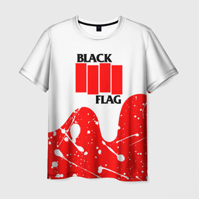 Мужская футболка 3D с принтом black flag. в Тюмени, 100% полиэфир | прямой крой, круглый вырез горловины, длина до линии бедер | black | black flag | flag | henry rollins | punk | ubisoft | брызги красок | рок