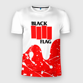 Мужская футболка 3D Slim с принтом black flag. в Екатеринбурге, 100% полиэстер с улучшенными характеристиками | приталенный силуэт, круглая горловина, широкие плечи, сужается к линии бедра | black | black flag | flag | henry rollins | punk | ubisoft | брызги красок | рок