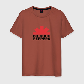 Мужская футболка хлопок с принтом Red Hot Chili Peppers с половиной лого в Курске, 100% хлопок | прямой крой, круглый вырез горловины, длина до линии бедер, слегка спущенное плечо. | red hot chili peppers | rhcp | группа | музыка | перцы | рок