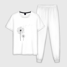 Мужская пижама хлопок с принтом blowball в Санкт-Петербурге, 100% хлопок | брюки и футболка прямого кроя, без карманов, на брюках мягкая резинка на поясе и по низу штанин
 | весна | одуванчик | пушистый цветок | семена одуванчика | цветы