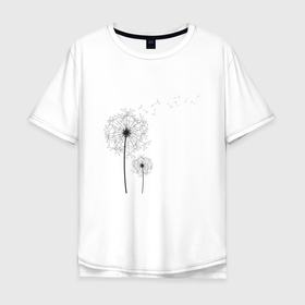 Мужская футболка хлопок Oversize с принтом blowball в Новосибирске, 100% хлопок | свободный крой, круглый ворот, “спинка” длиннее передней части | весна | одуванчик | пушистый цветок | семена одуванчика | цветы