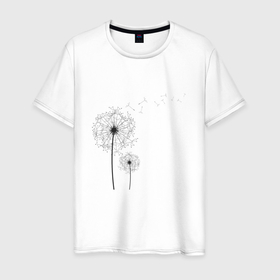 Мужская футболка хлопок с принтом blowball в Петрозаводске, 100% хлопок | прямой крой, круглый вырез горловины, длина до линии бедер, слегка спущенное плечо. | весна | одуванчик | пушистый цветок | семена одуванчика | цветы