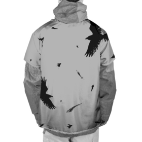 Накидка на куртку 3D с принтом Raven 2 в Тюмени, 100% полиэстер |  | crow | grafic | ink | monochrome | mork2028 | raven | ворон | ворона | вороны | графика | чёрно белое