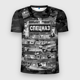 Мужская футболка 3D Slim с принтом Бронежилет   спецназ России в Новосибирске, 100% полиэстер с улучшенными характеристиками | приталенный силуэт, круглая горловина, широкие плечи, сужается к линии бедра | army | body armor | camouflage | chevron | emblem | military | russian flag | soldier | special forces | troops | армия | бронежилет | военный | войска | камуфляж | солдатский | спецназ | флаг россии | шеврон | эмблема