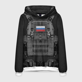 Мужская толстовка 3D с принтом Бронежилет армии России. в Санкт-Петербурге, 100% полиэстер | двухслойный капюшон со шнурком для регулировки, мягкие манжеты на рукавах и по низу толстовки, спереди карман-кенгуру с мягким внутренним слоем. | Тематика изображения на принте: black | body armor | camouflage | chevron | grid | patriotism | russian army | russian flag | soldier | армия россии | бронежилет | камуфляж | патриотизм | сетка | солдатский | флаг россии | черный | шеврон