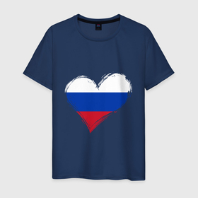Мужская футболка хлопок с принтом Russian Heart , 100% хлопок | прямой крой, круглый вырез горловины, длина до линии бедер, слегка спущенное плечо. | heart | love | russia | любовь | москва | патриот | россия | русская | русский | сердечко | сердце | ссср | страна | флаг