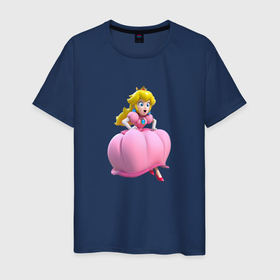 Мужская футболка хлопок с принтом Принцесса Персик   Super Mario   Beauty в Санкт-Петербурге, 100% хлопок | прямой крой, круглый вырез горловины, длина до линии бедер, слегка спущенное плечо. | beauty | crown | dress | girl | nintendo | princess peach | super mario | video game | видеоигра | девушка | корона | красавица | платье | супер марио