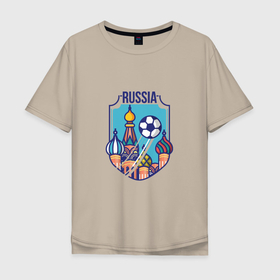 Мужская футболка хлопок Oversize с принтом Football   Russia , 100% хлопок | свободный крой, круглый ворот, “спинка” длиннее передней части | football | moscow | russia | кремль | москва | мяч | патриот | россия | россиянин | русская | русский | спорт | страна | триколор | флаг | футбол